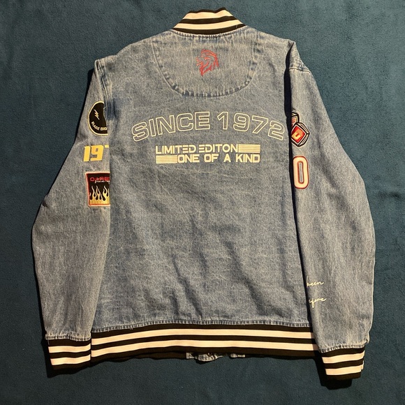 Brooklyn Cloth Blue Denim Varsity Jacket - Picture 2 of 5